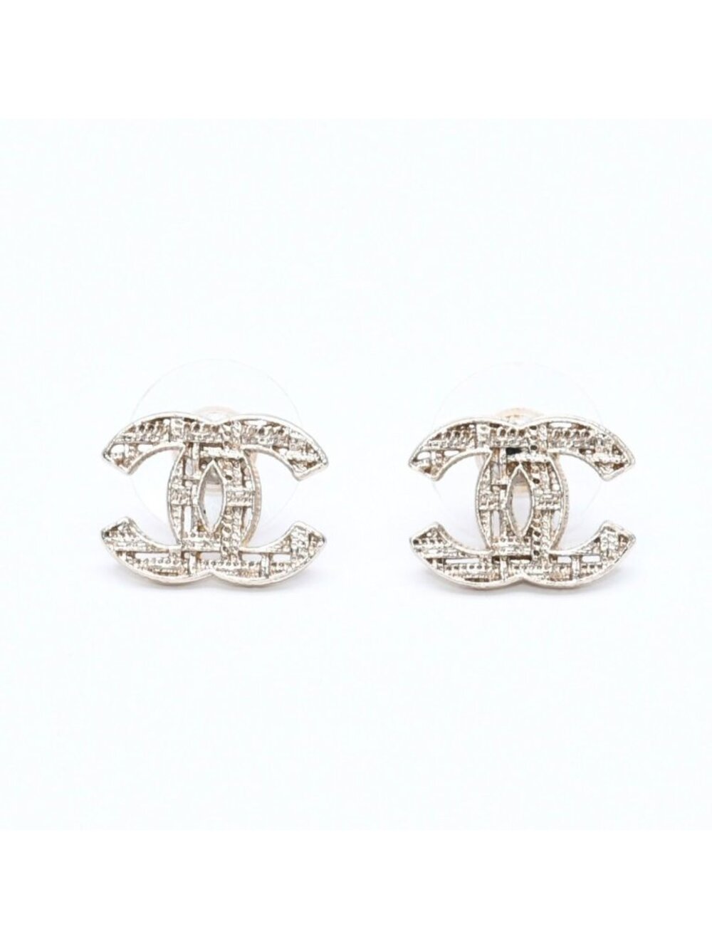 Chanel CC Logo Stud Earrings 14K Stamp Metal Gold